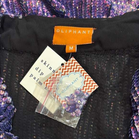 NWT Oliphant Purple Sequin V-neck Shimmer Blouse - Picture 2 of 9
